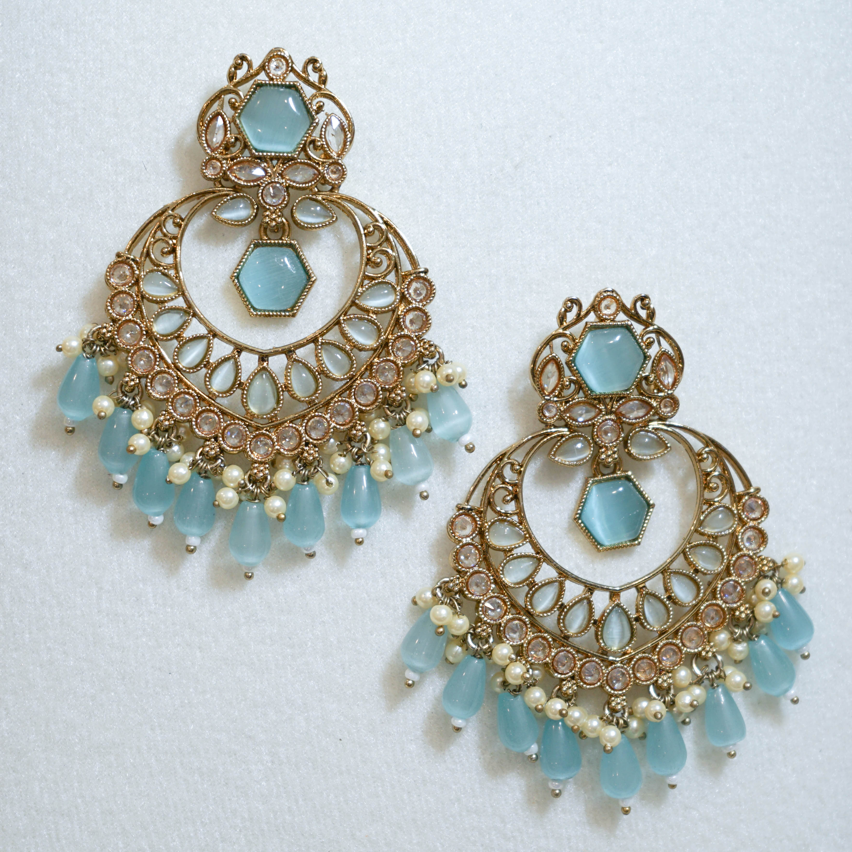 Indian Polki Tikka and Earrings Set