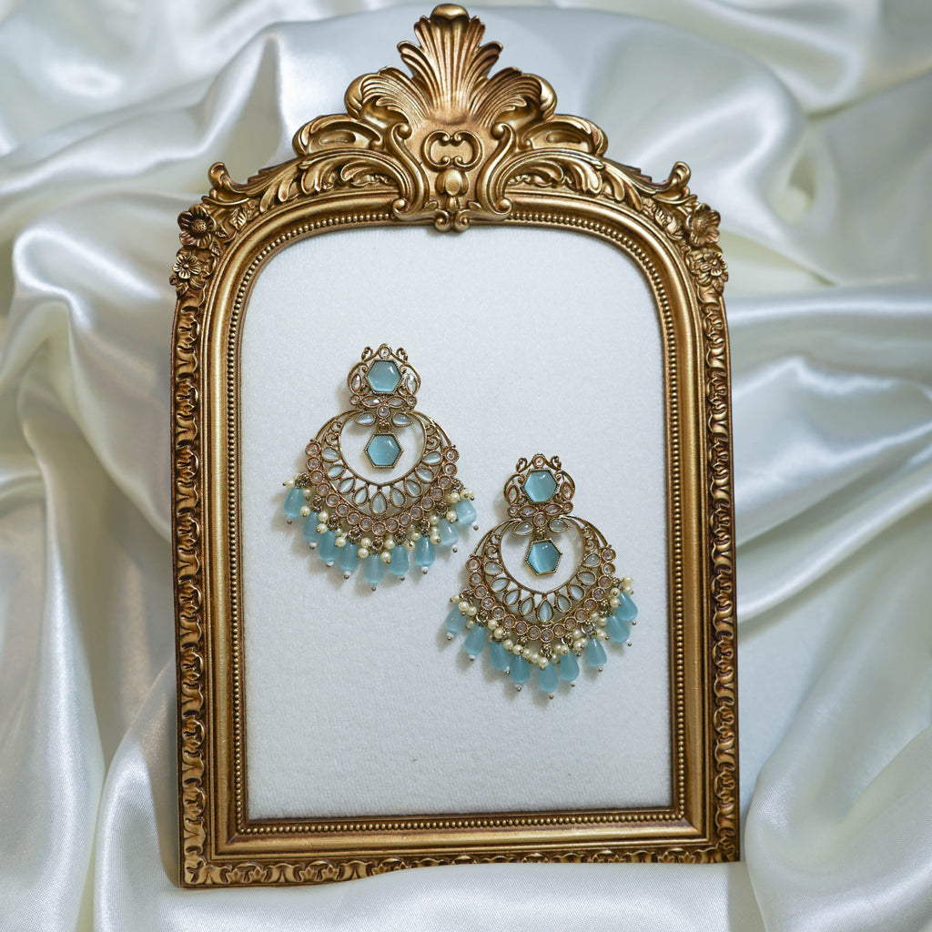Indian Polki Tikka and Earrings Set