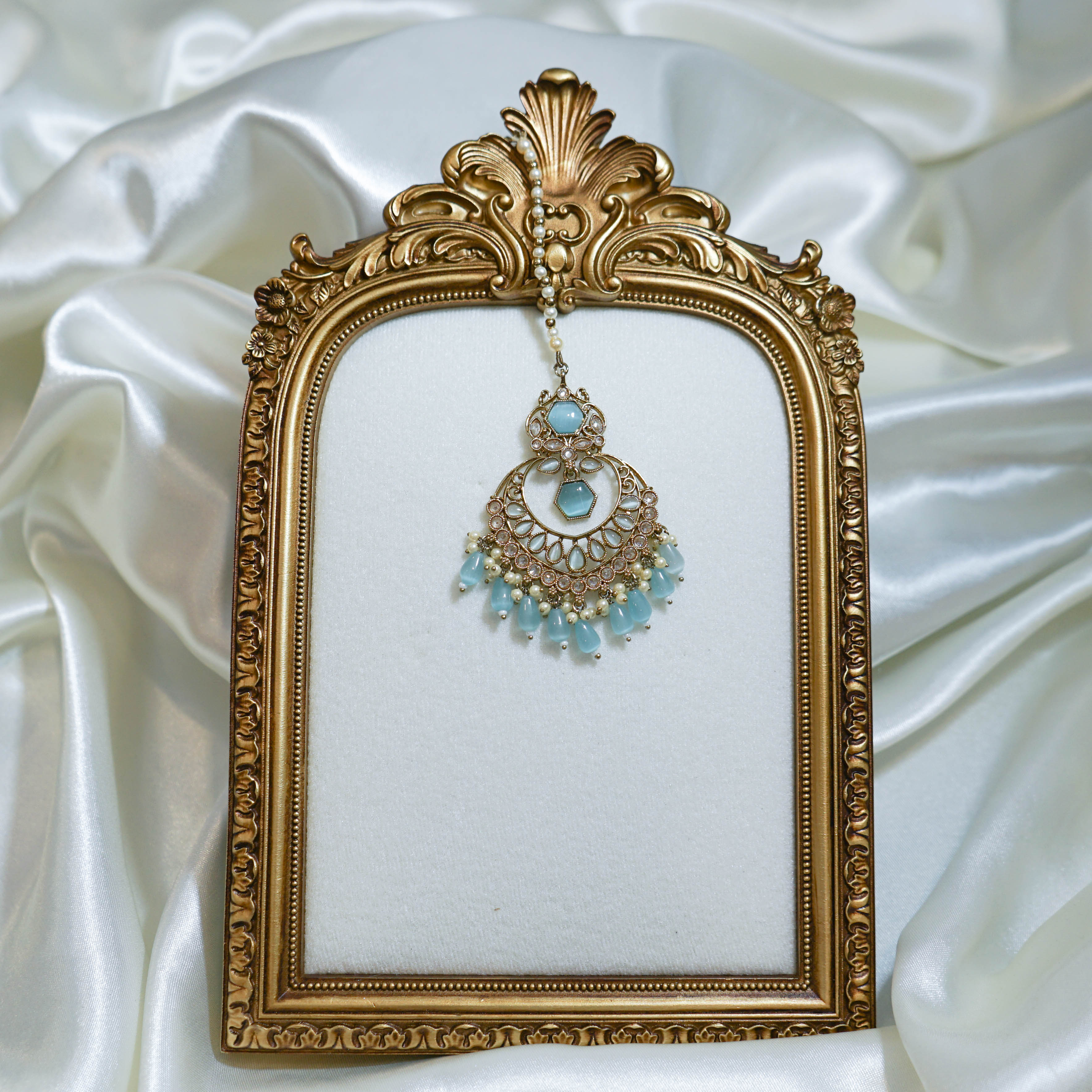 Indian Polki Tikka and Earrings Set