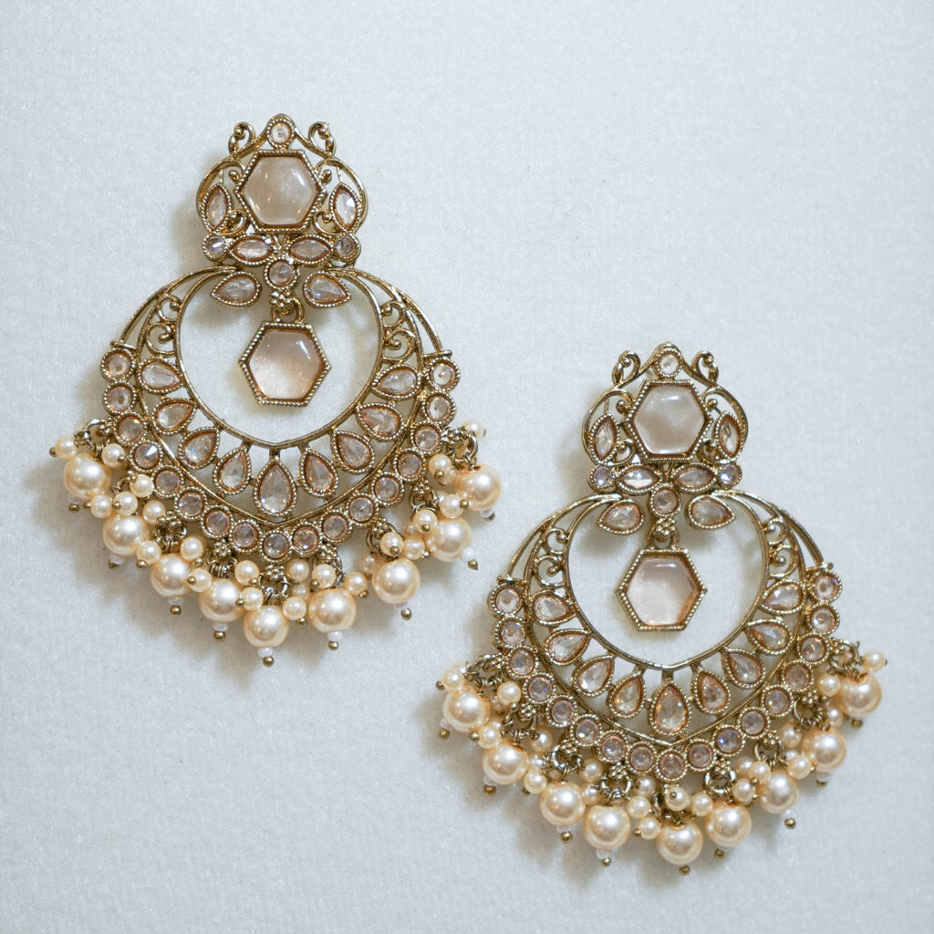 Indian Polki Tikka and Earrings Set