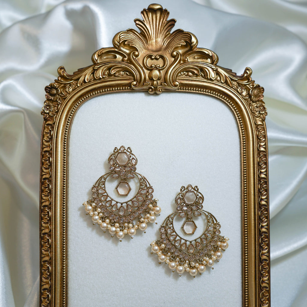 Indian Polki Tikka and Earrings Set