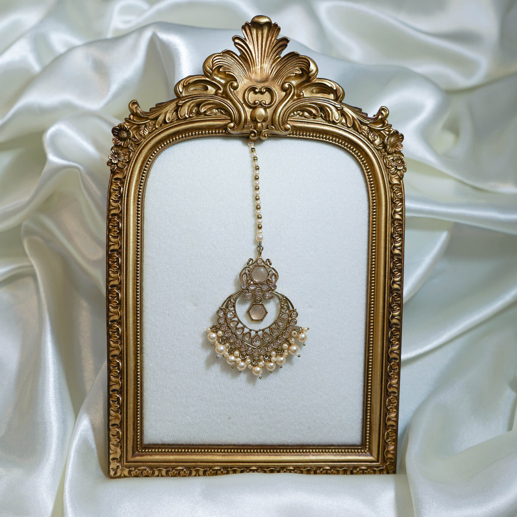 Indian Polki Tikka and Earrings Set