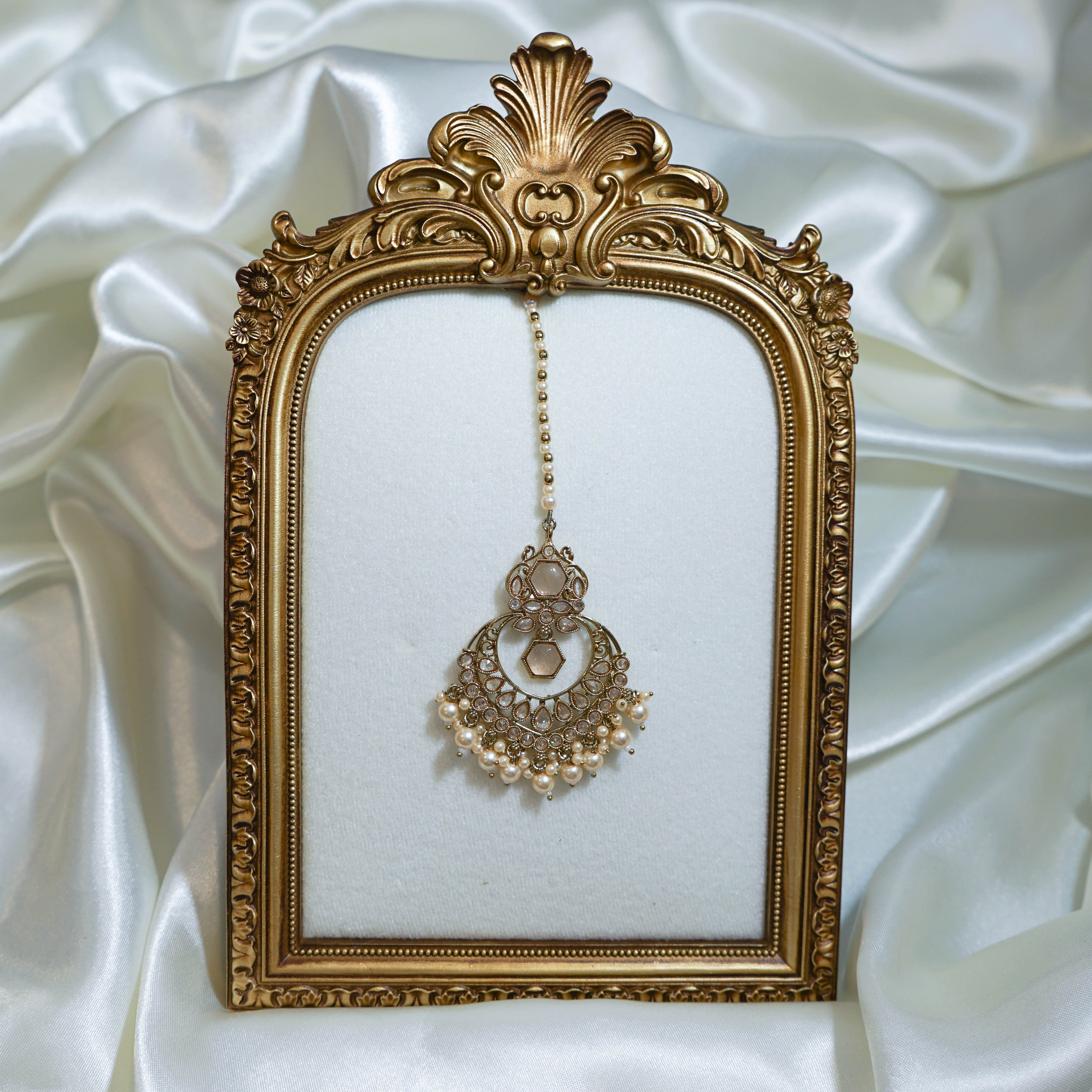 Indian Polki Tikka and Earrings Set