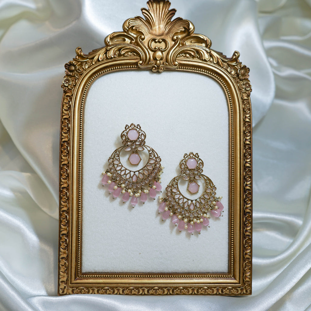 Indian Polki Tikka and Earrings Set