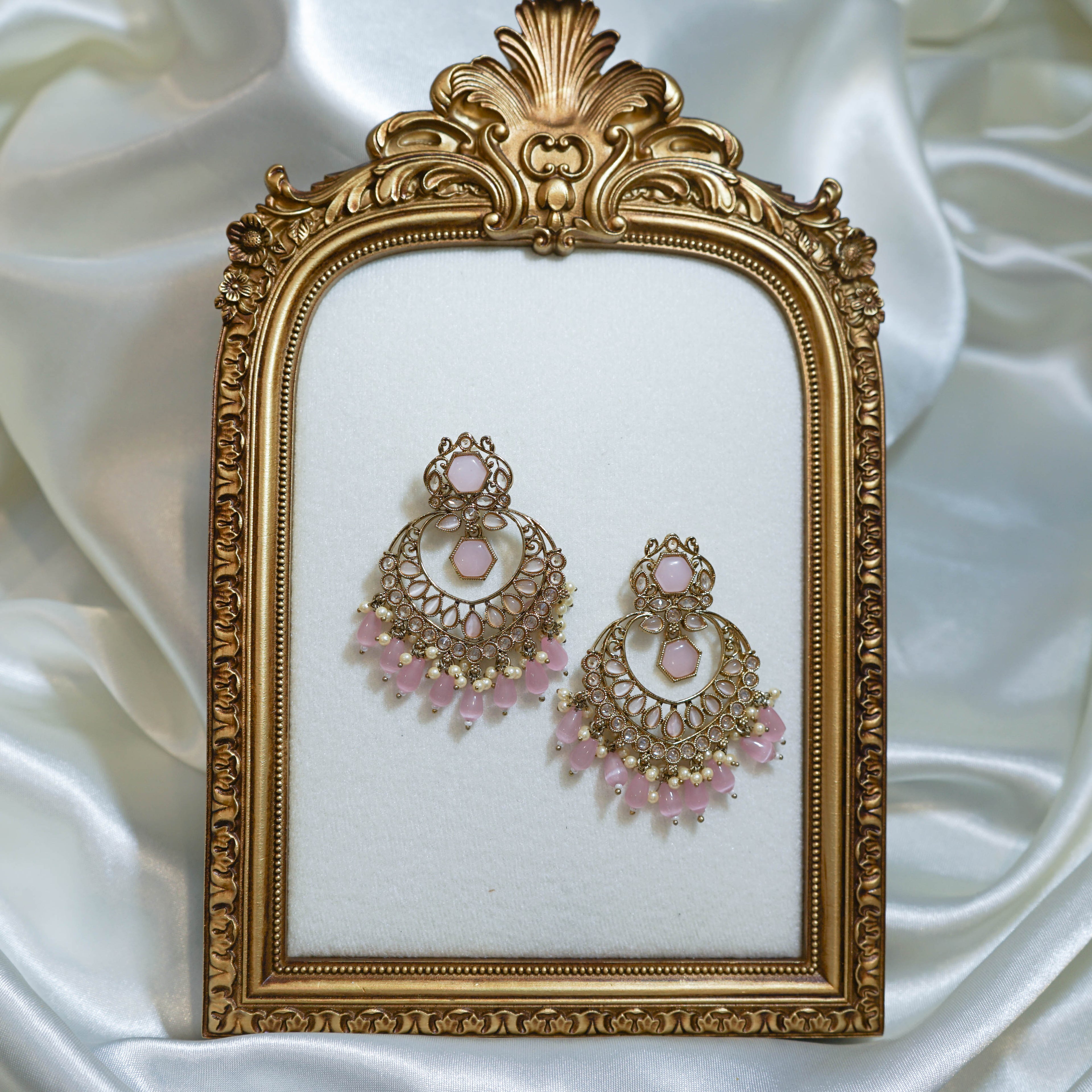Indian Polki Tikka and Earrings Set