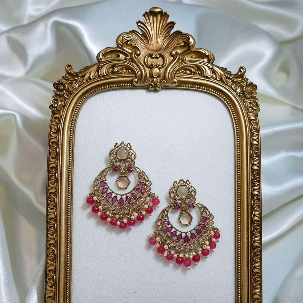 Indian Polki Tikka and Earrings Set