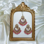 Indian Polki Tikka and Earrings Set
