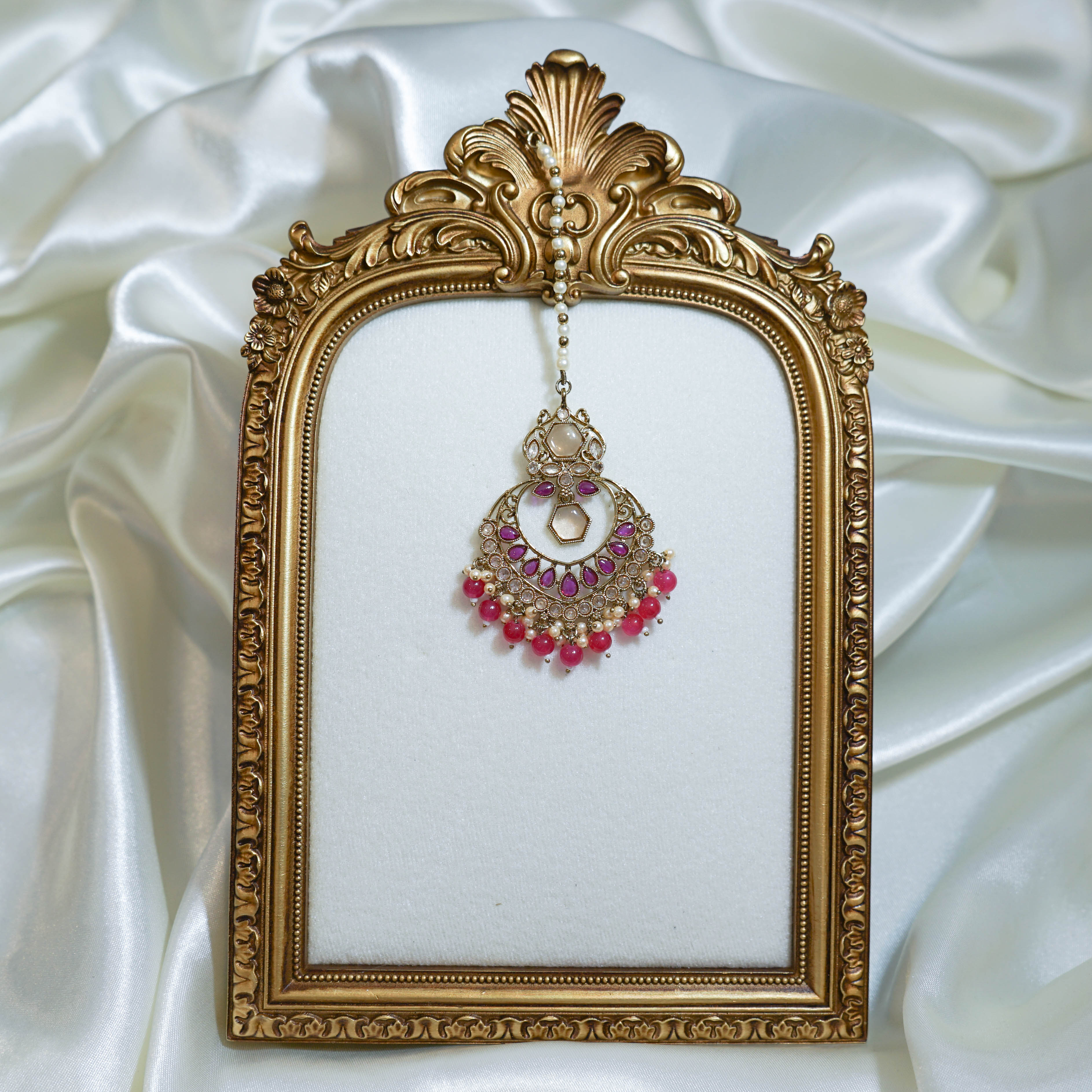 Indian Polki Tikka and Earrings Set