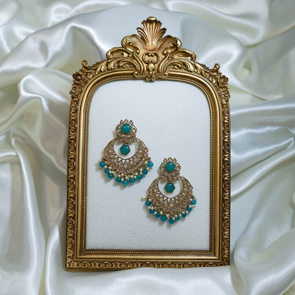 Indian Polki Tikka and Earrings Set