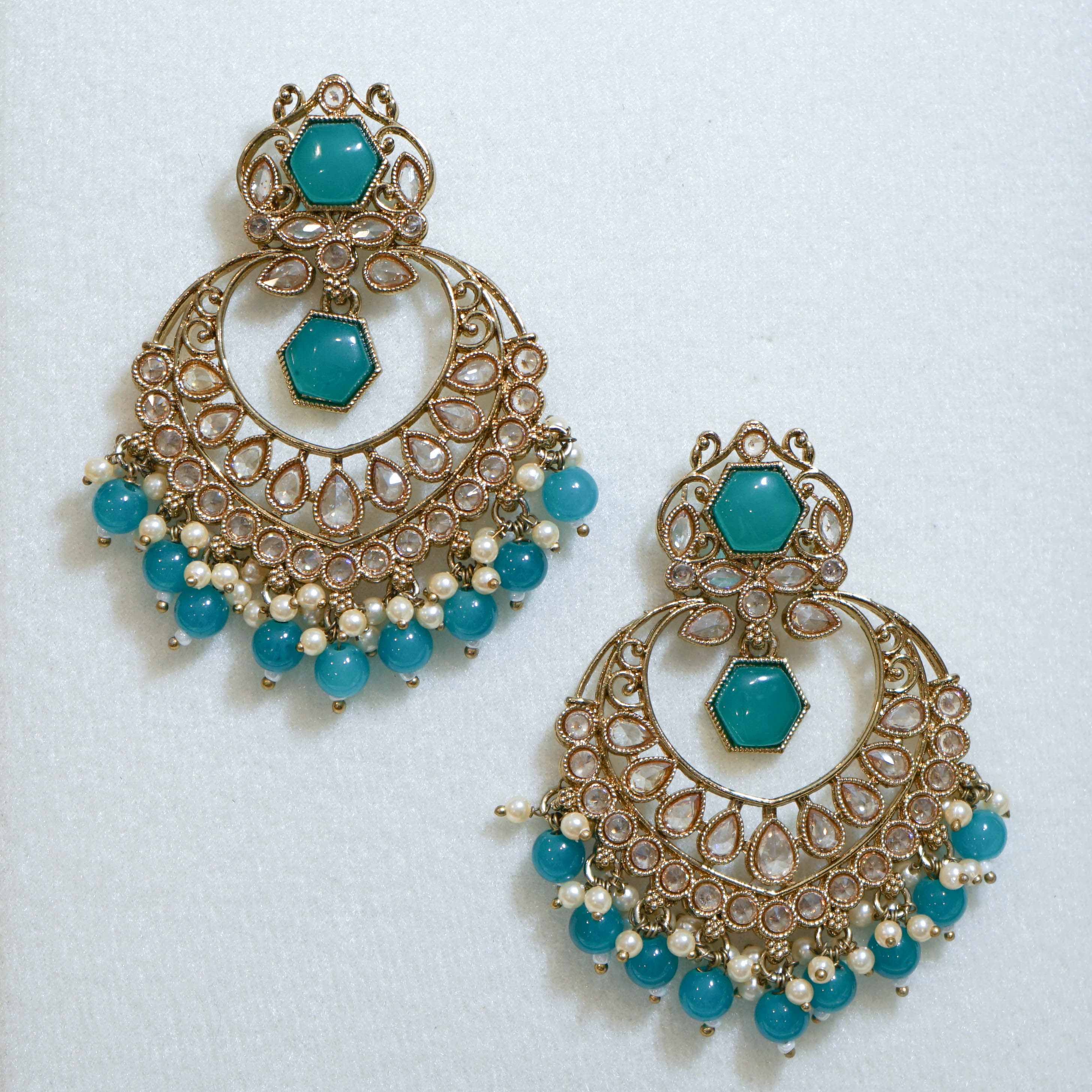 Indian Polki Tikka and Earrings Set