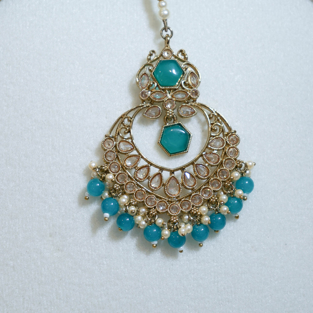 Indian Polki Tikka and Earrings Set