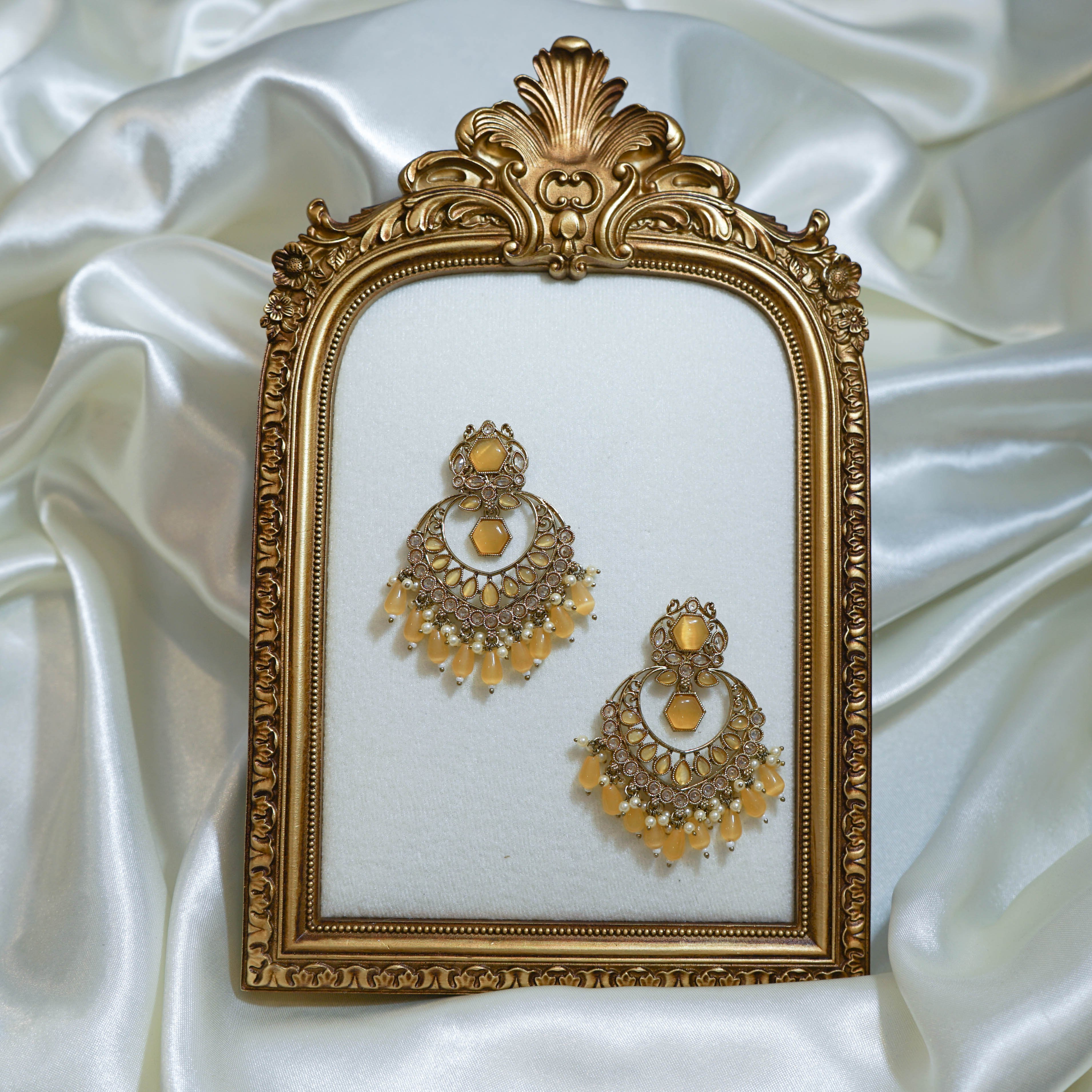 Indian Polki Tikka and Earrings Set