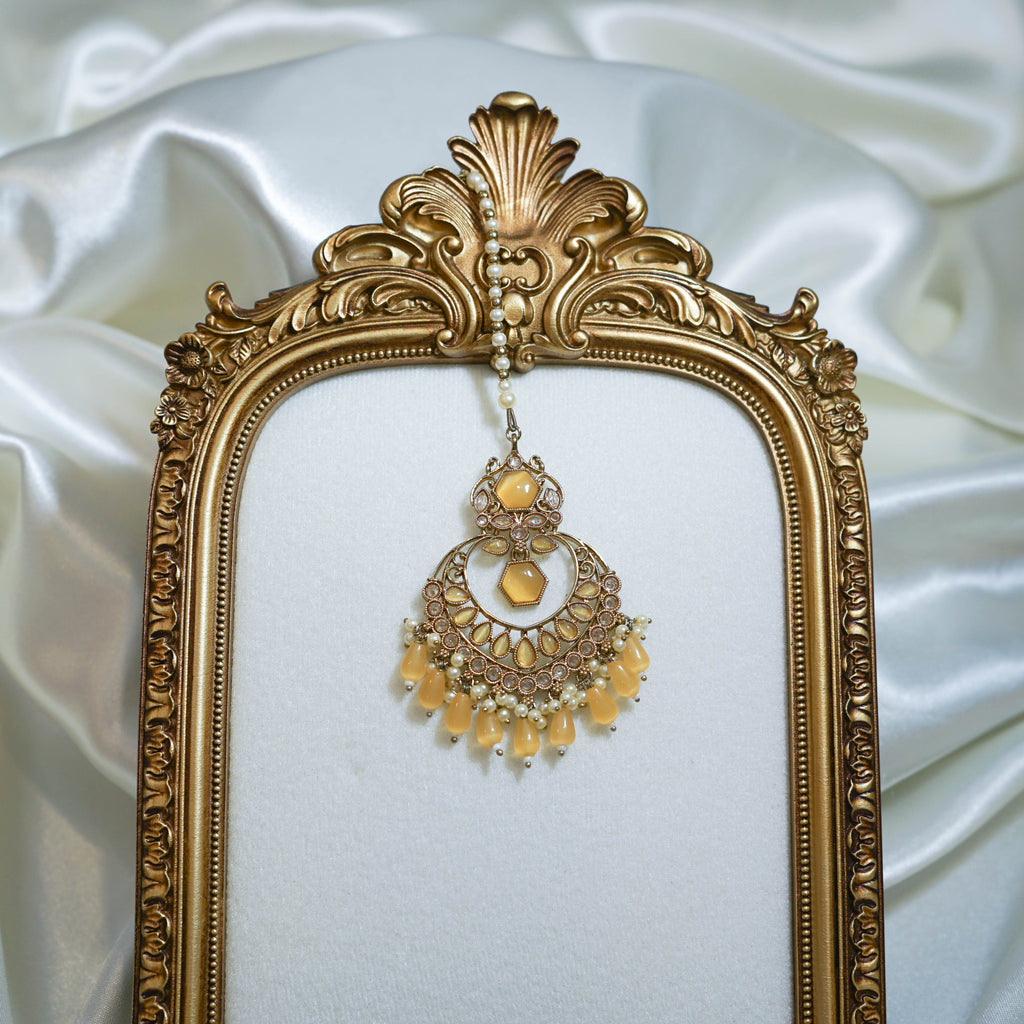 Indian Polki Tikka and Earrings Set