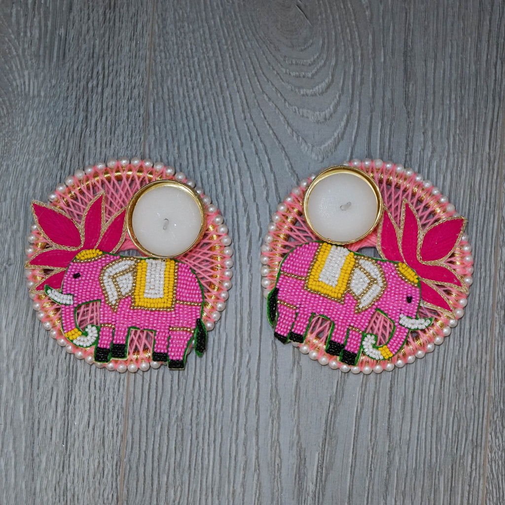 Pink Elephant & Lotus Decorative Set