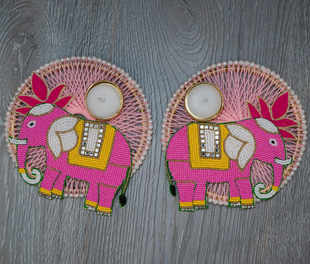 Pink Elephant & Lotus Decorative Set
