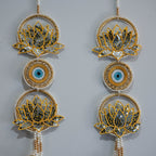 Yellow Evil Eye & Mirror Lotus Hanging Decoration