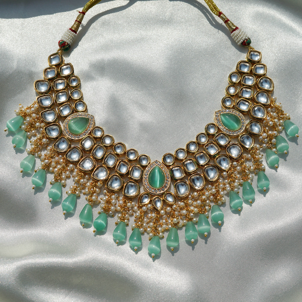 Teal Gemstone Kundan Set