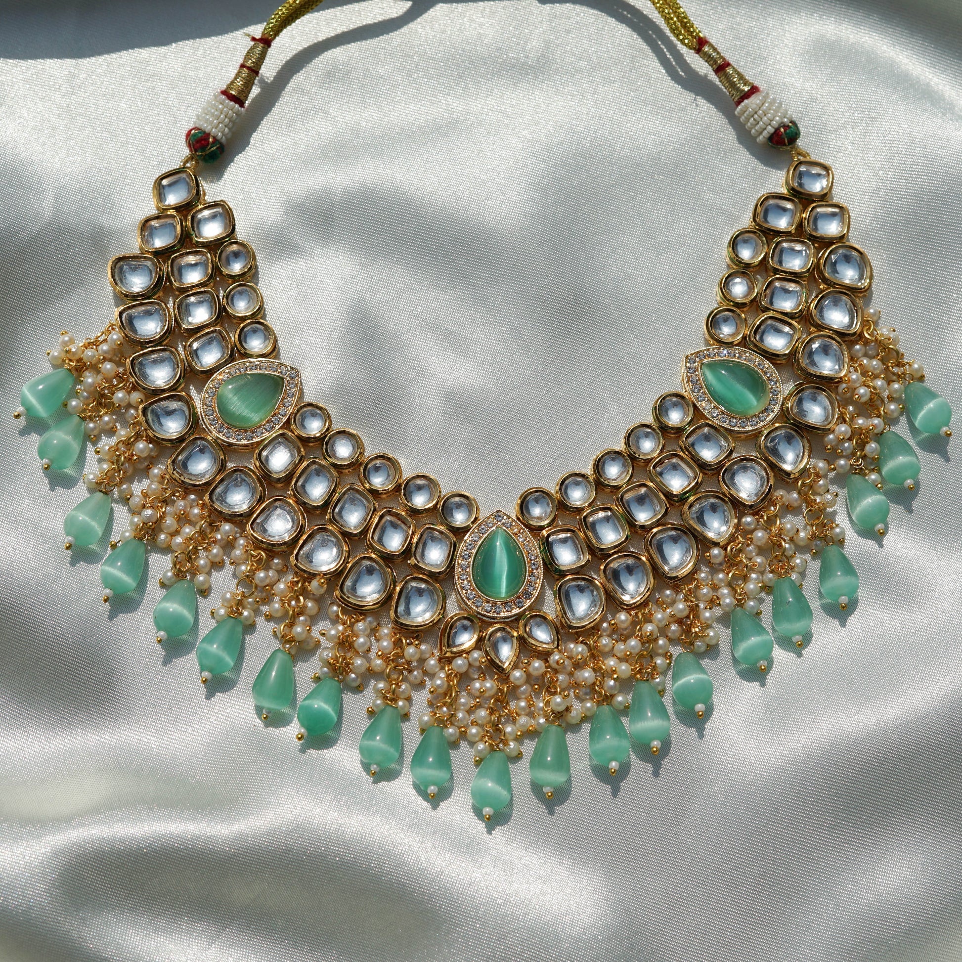 Teal Gemstone Kundan Set