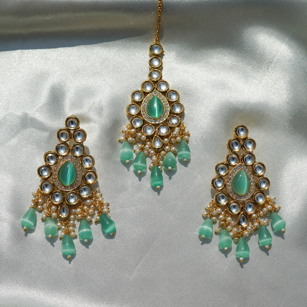 Teal Gemstone Kundan Set
