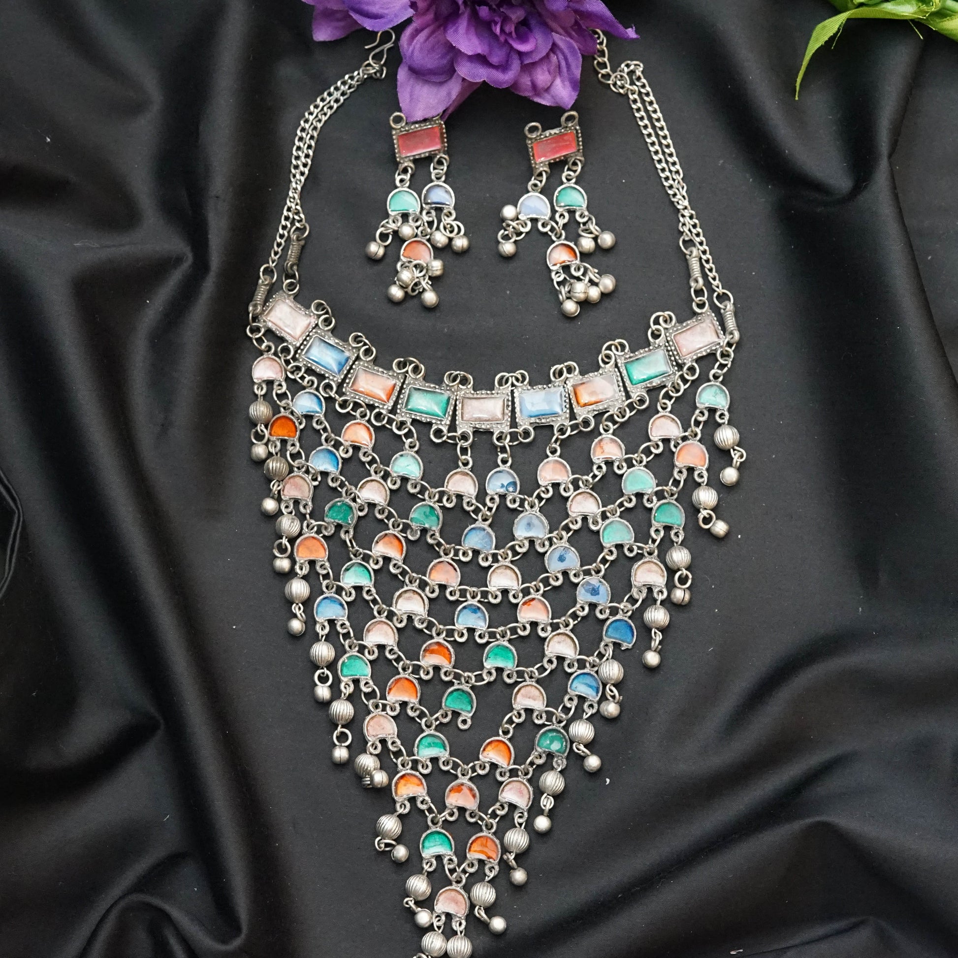 Meenakari Choker Necklace Statement Jewellery Set