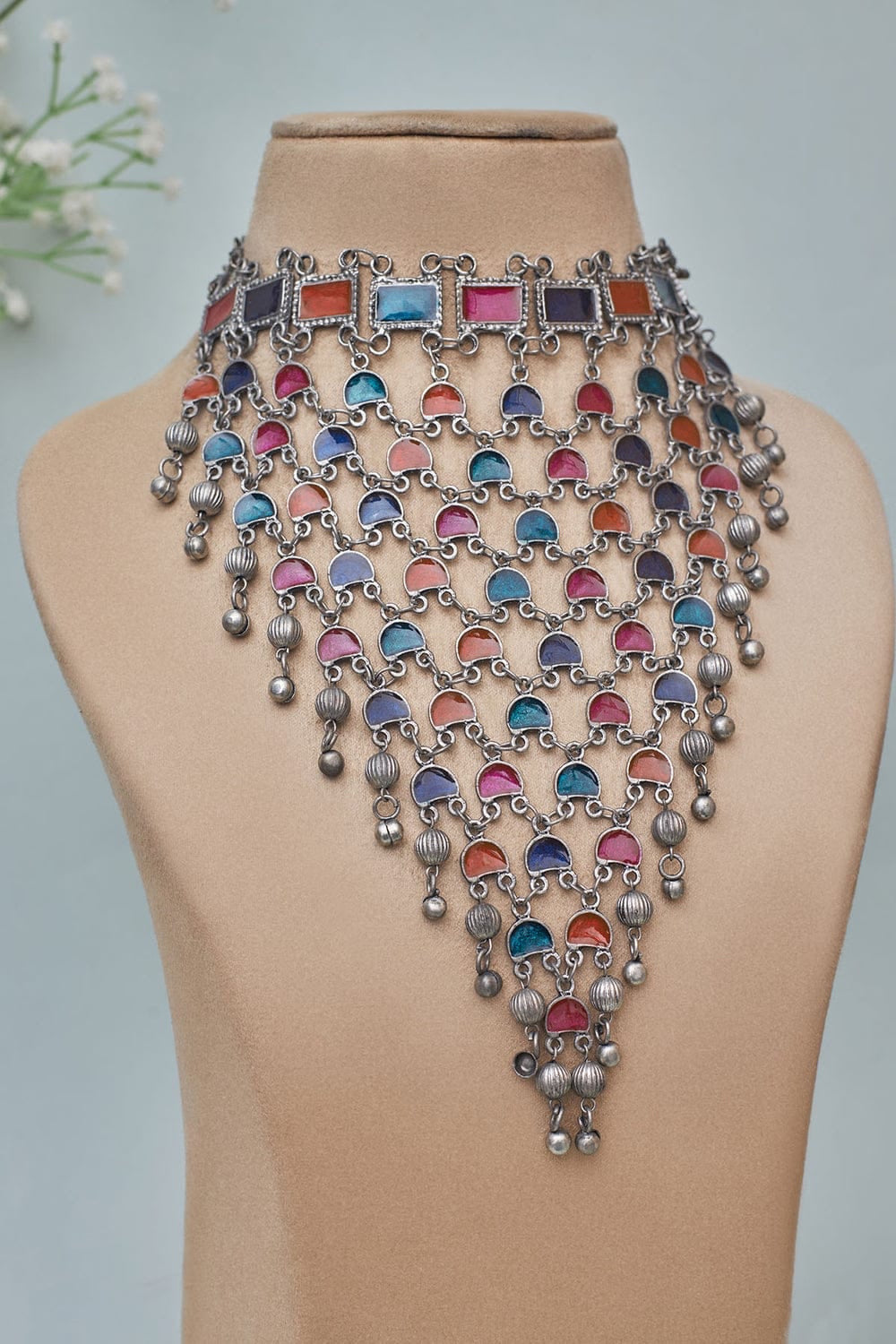 Meenakari Choker Necklace Statement Jewellery Set