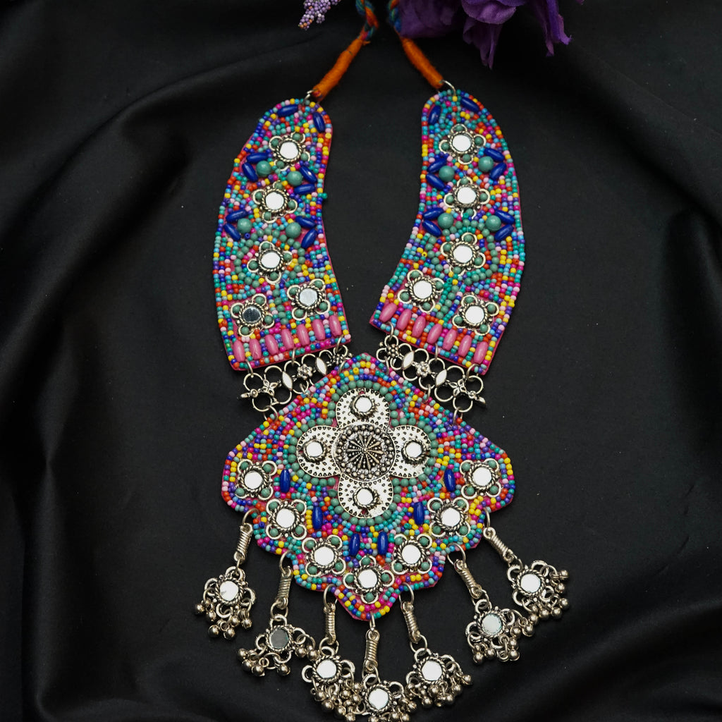 Multicoloured Silver Plated Necklace