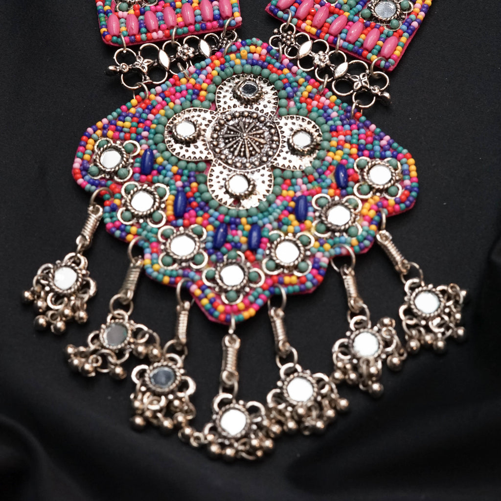 Multicoloured Silver Plated Necklace