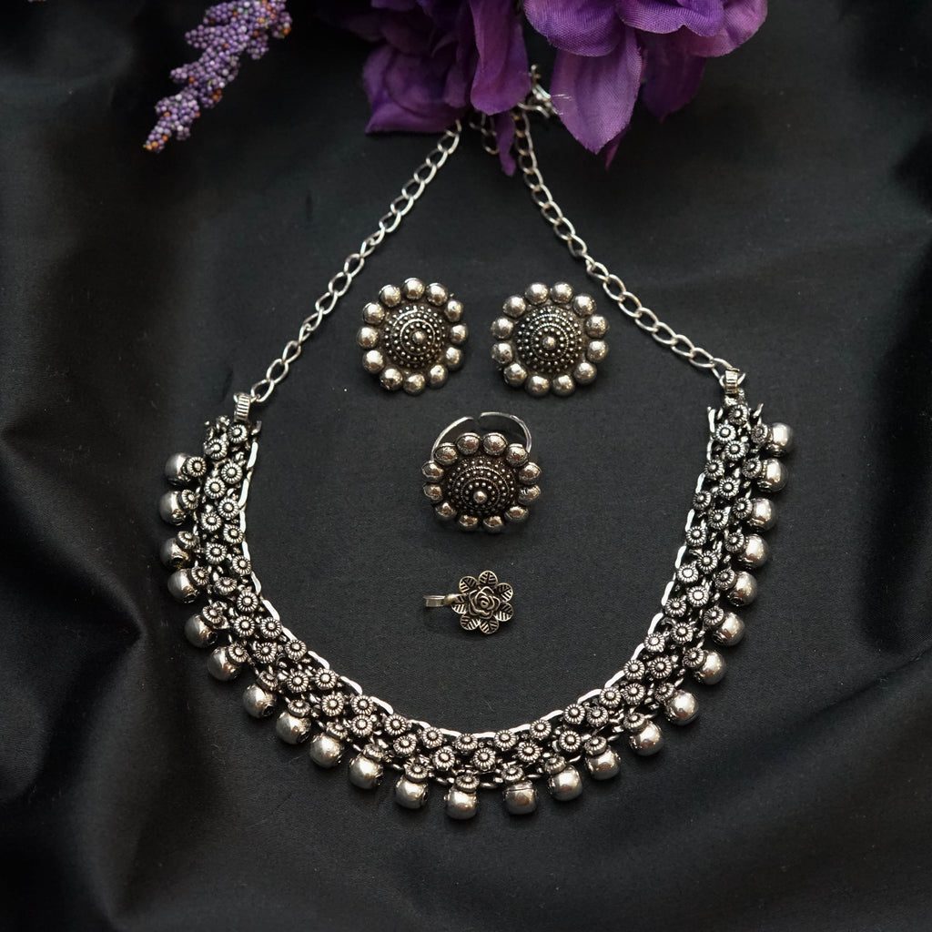 Silver Combo Necklace 4 Piece Set