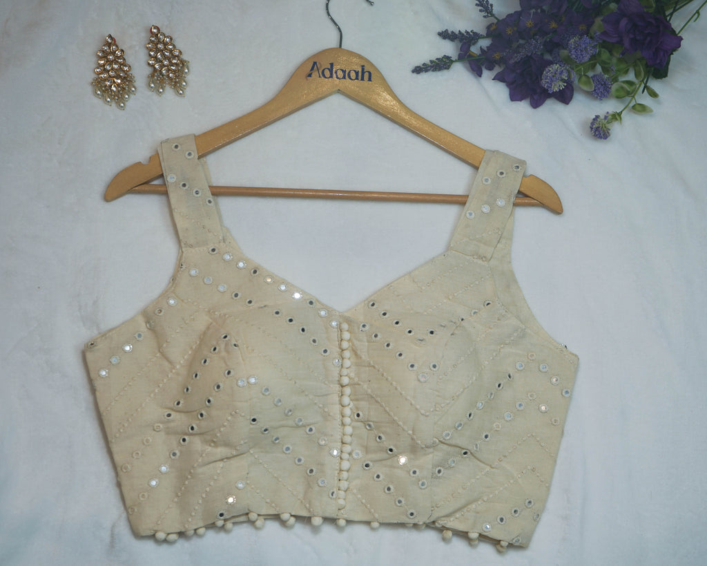 White Lucknowi Embroidered Blouse
