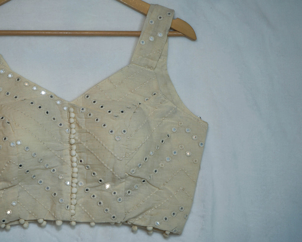 White Lucknowi Embroidered Blouse