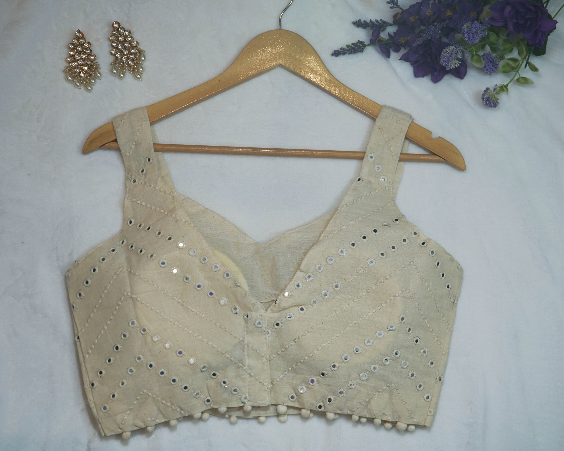 White Lucknowi Embroidered Blouse