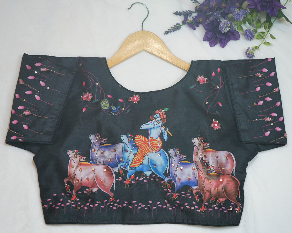 Divine Krishna Handwork Print Blouse