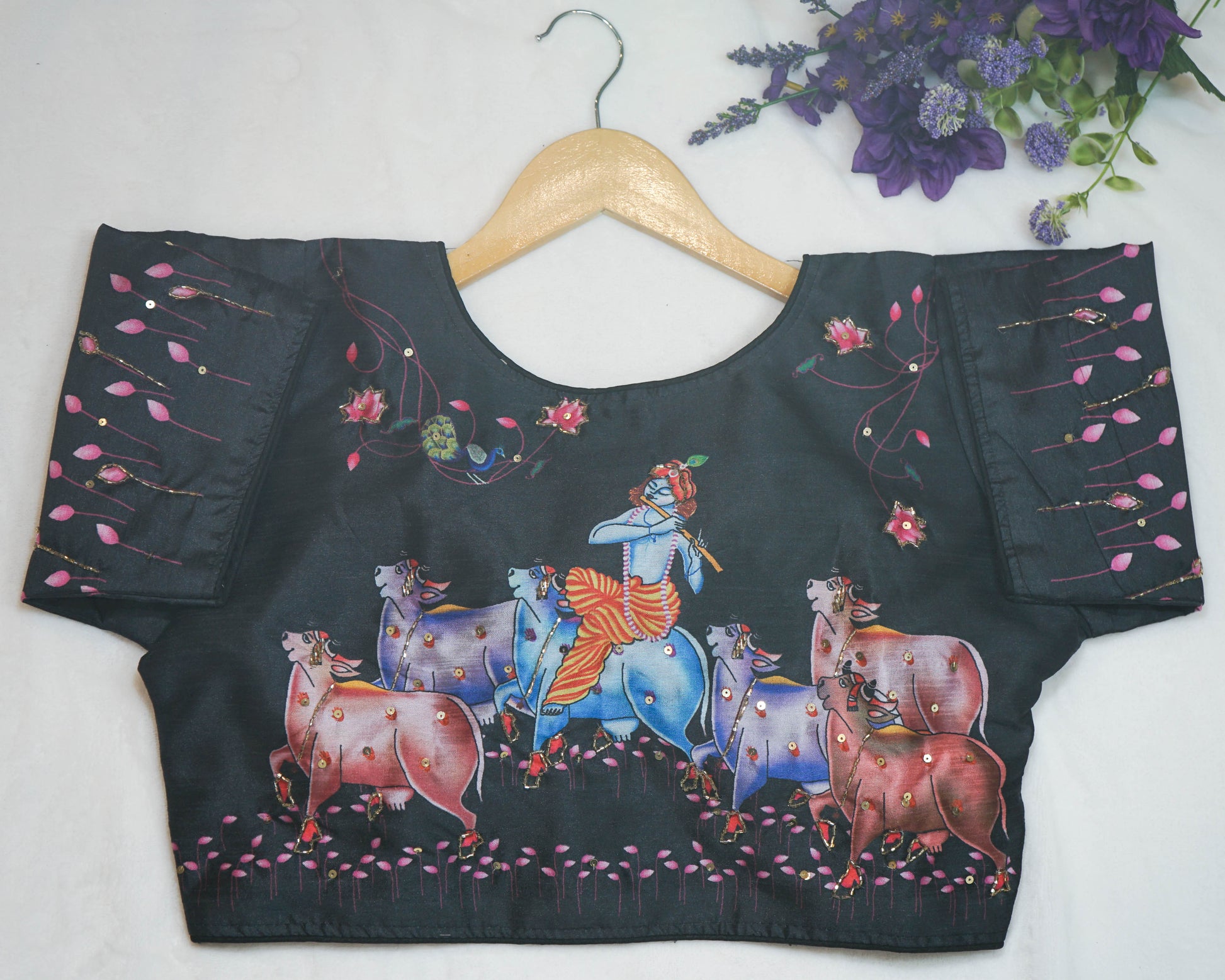Divine Krishna Handwork Print Blouse