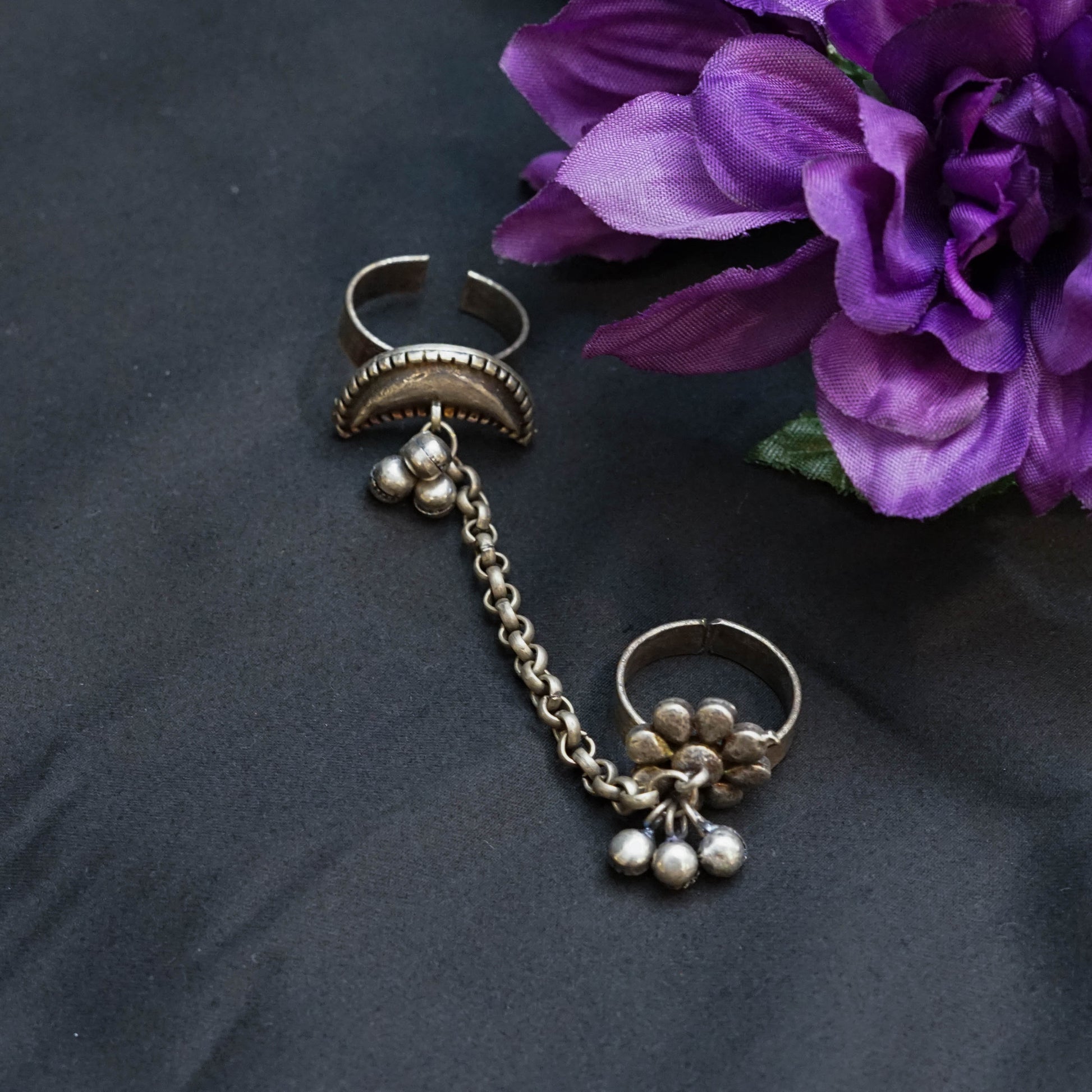 Chandraa Silver Chain Dual Ring