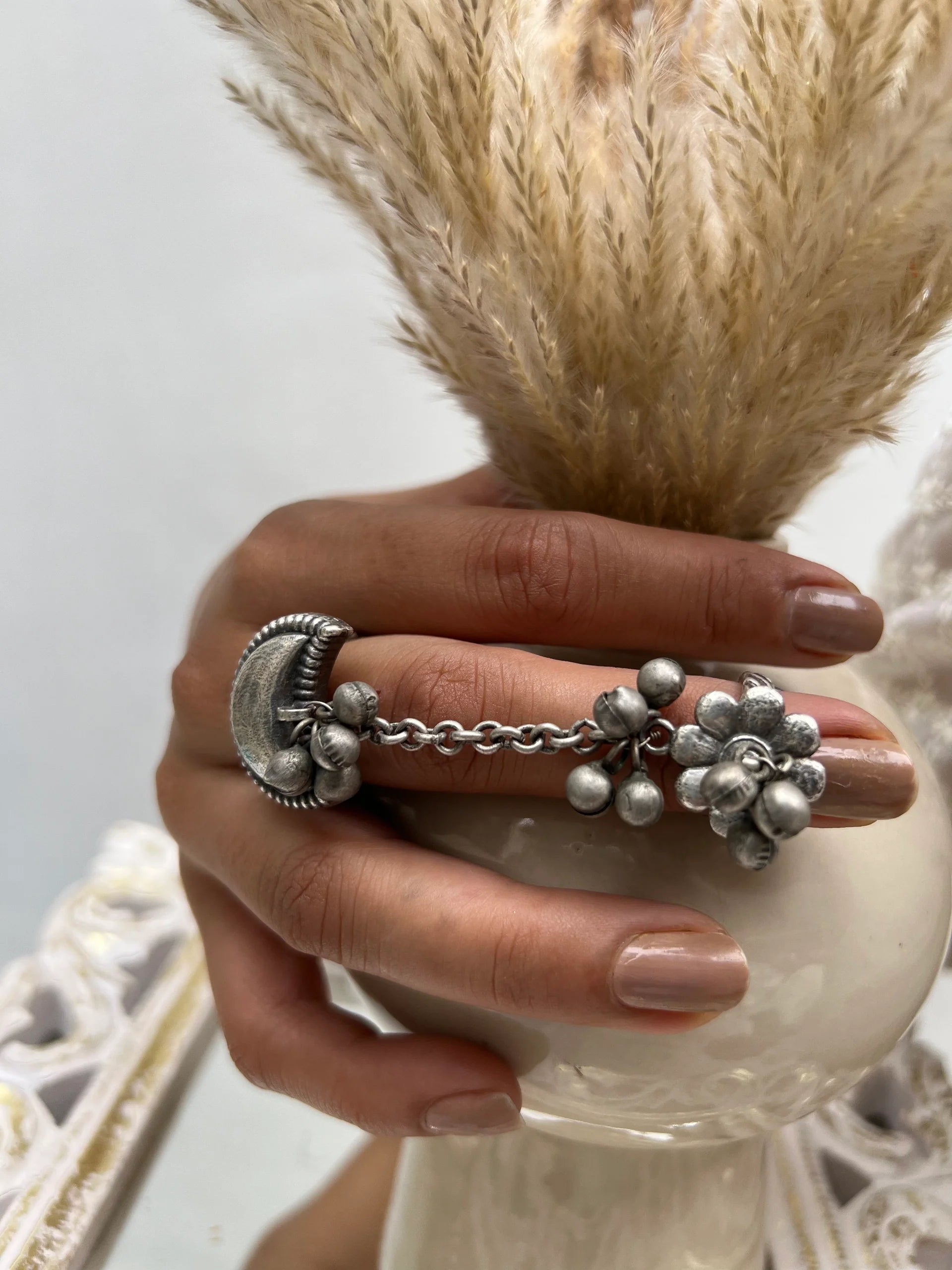 Chandraa Silver Chain Dual Ring