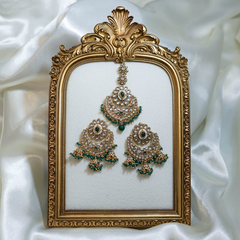 Flower Jhumka Tikka & Earrings Set