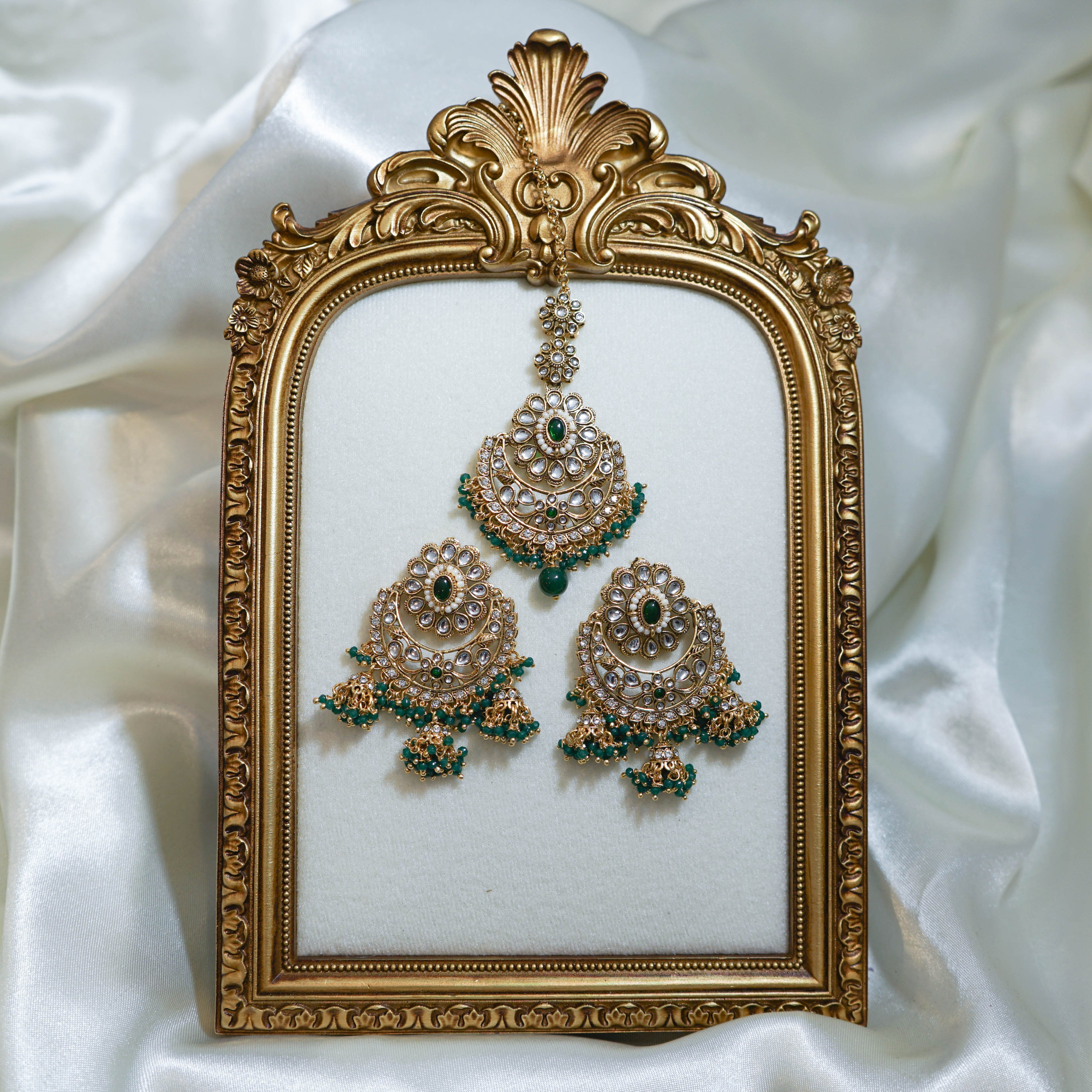 Flower Jhumka Tikka & Earrings Set