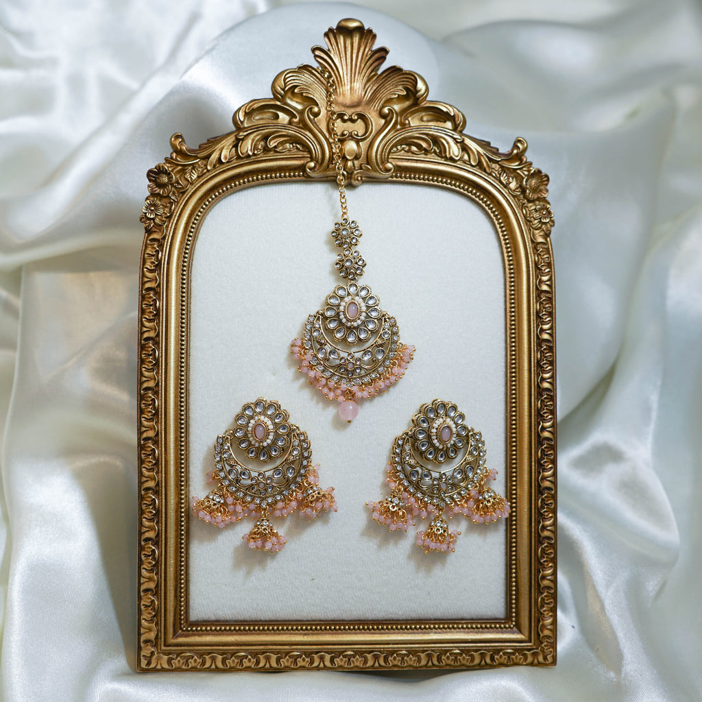 Flower Jhumka Tikka & Earrings Set