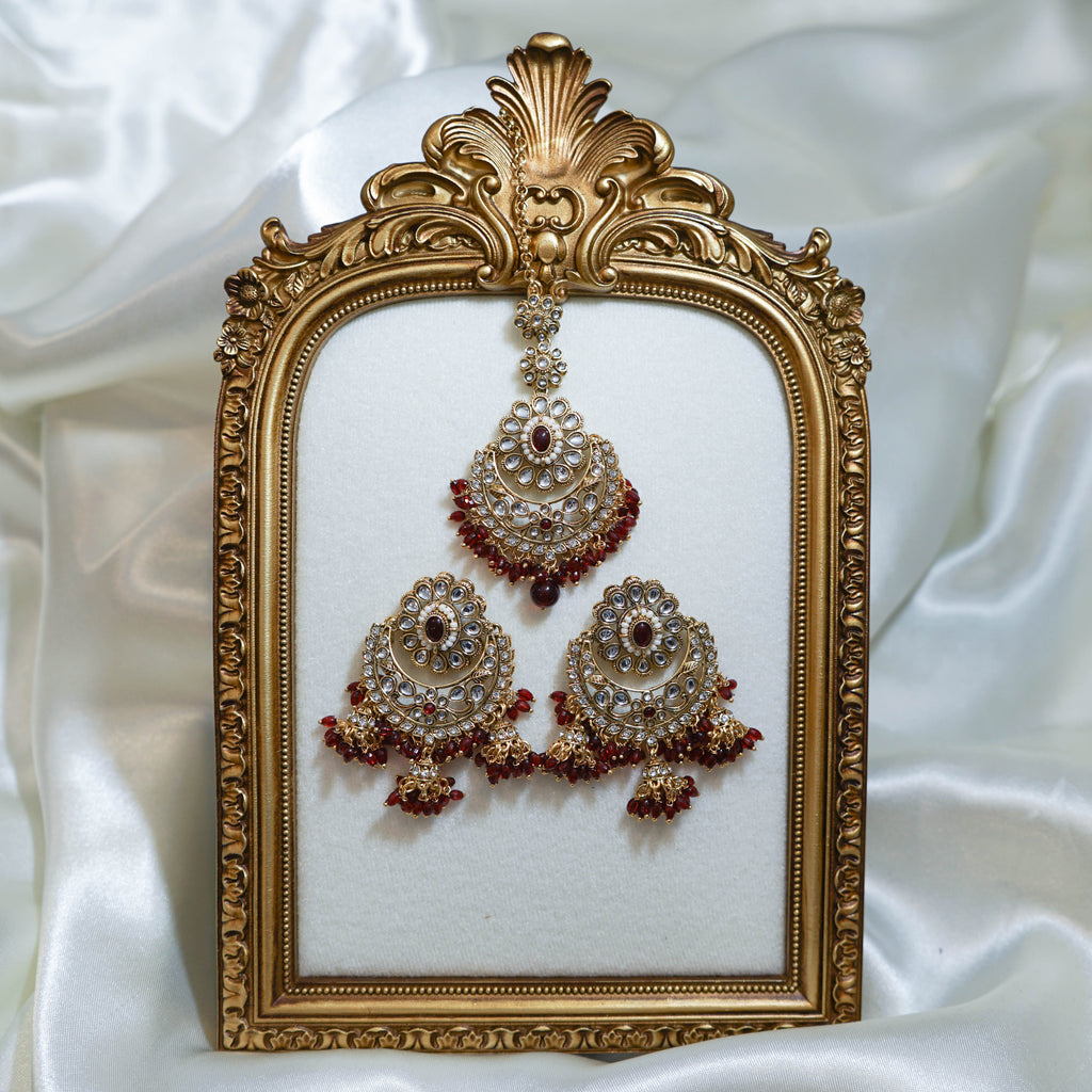 Flower Jhumka Tikka & Earrings Set
