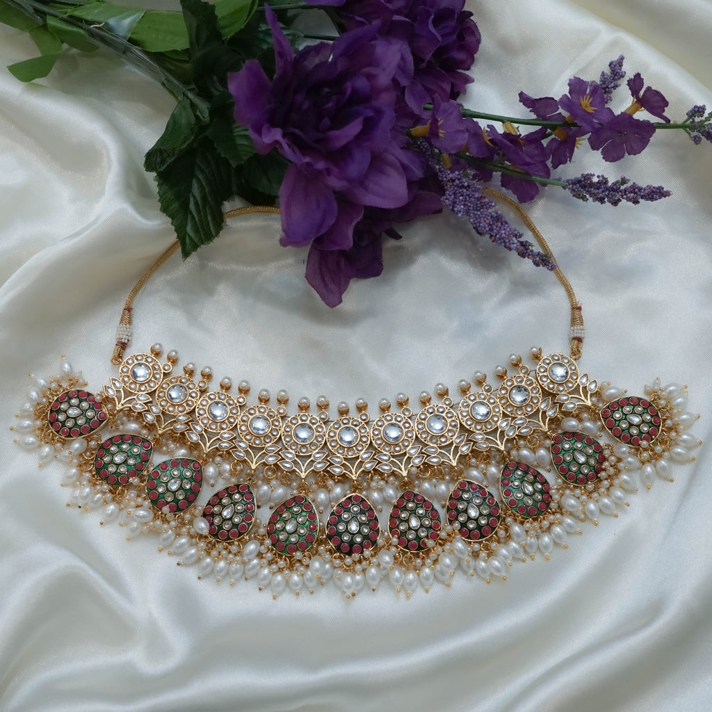 Pearl & Multi Colour Stone Set