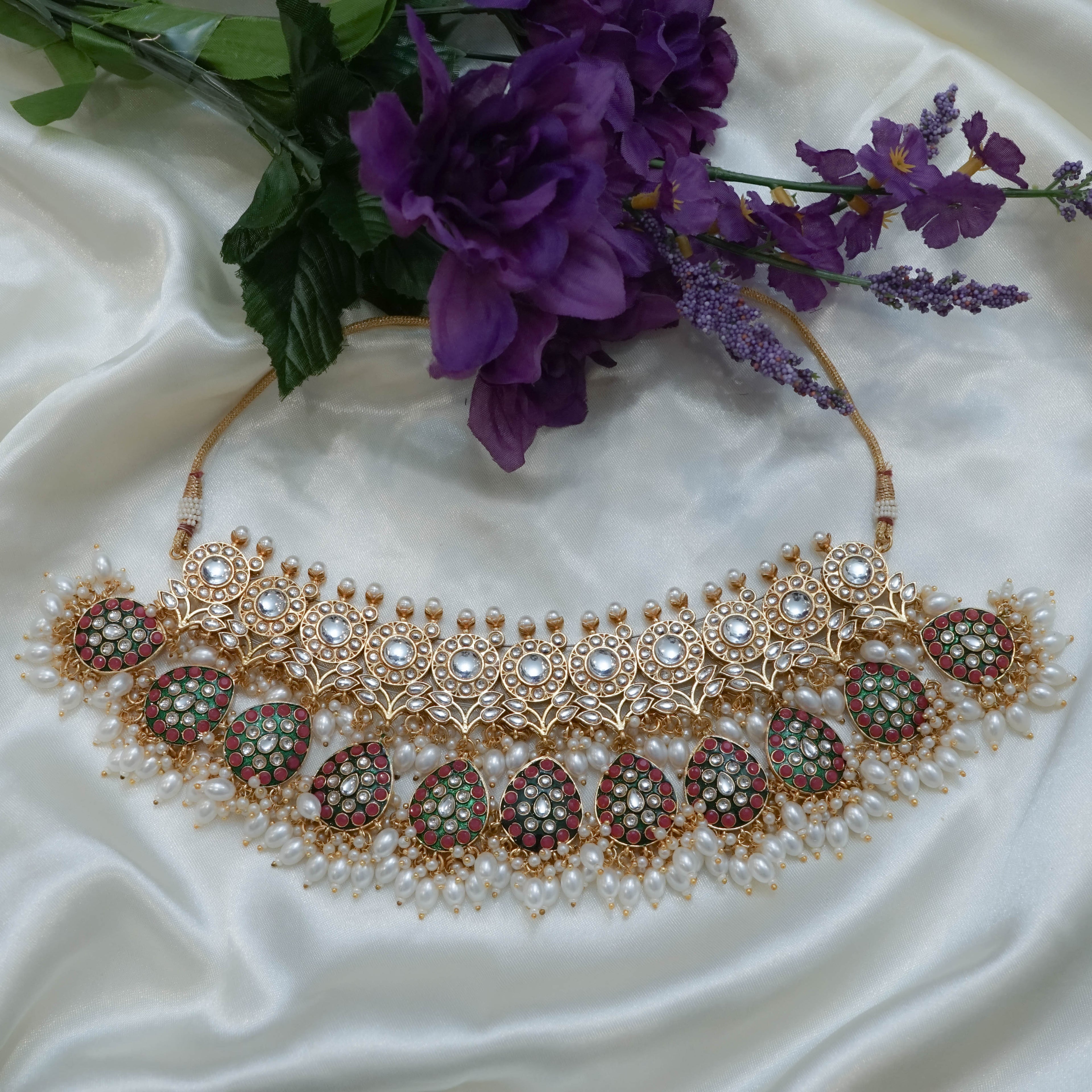 Pearl & Multi Colour Stone Set
