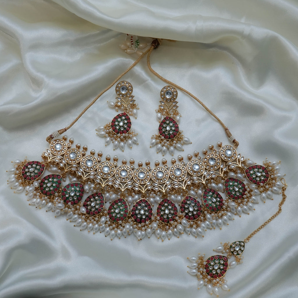 Pearl & Multi Colour Stone Set