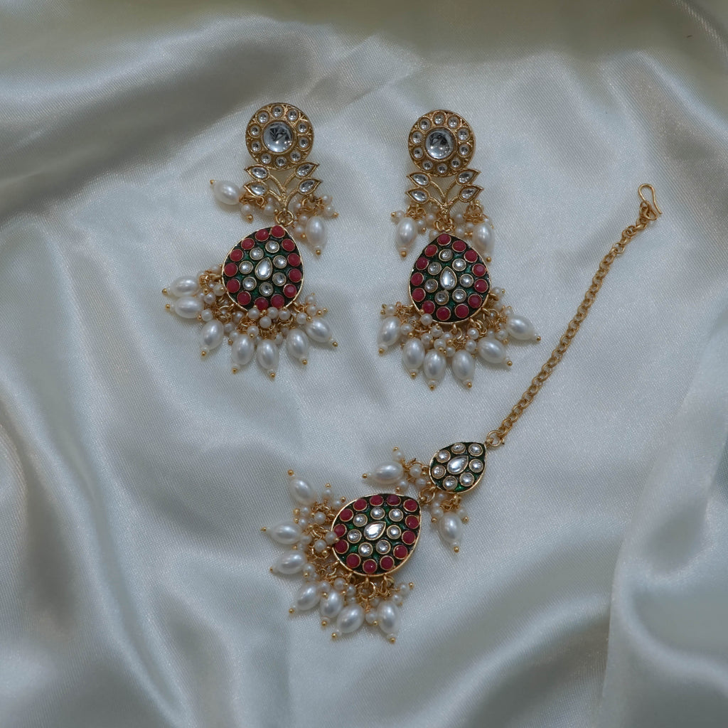 Pearl & Multi Colour Stone Set