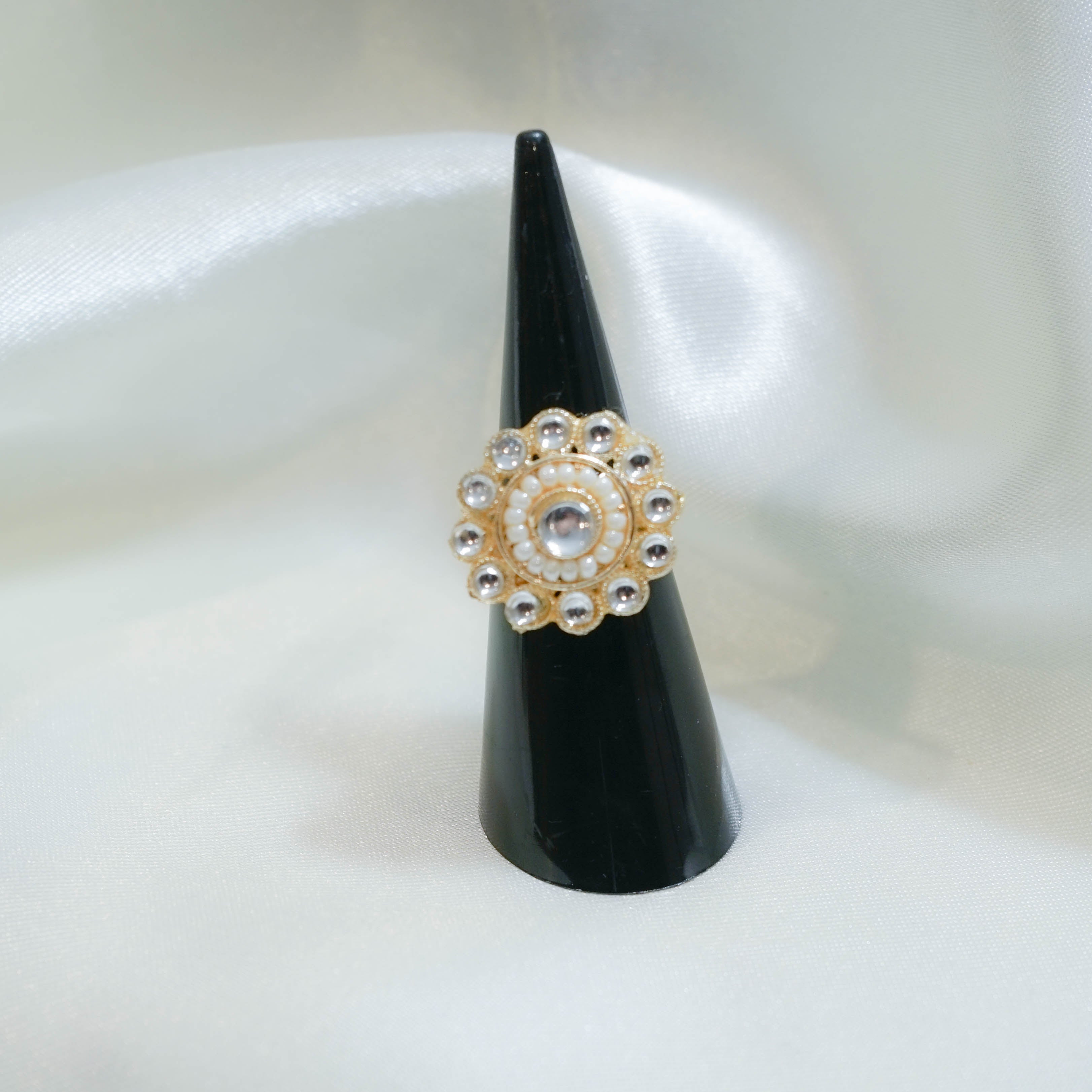 Indian Silver Beaded Statement Ring