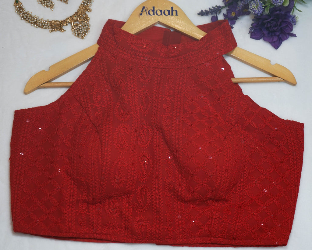 Sequin Embellished Halter Neck Blouse