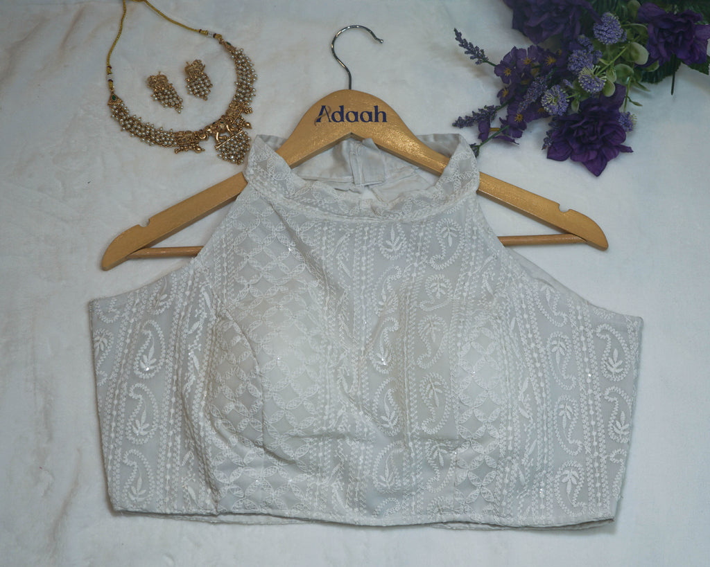 Sequin Embellished Halter Neck Blouse