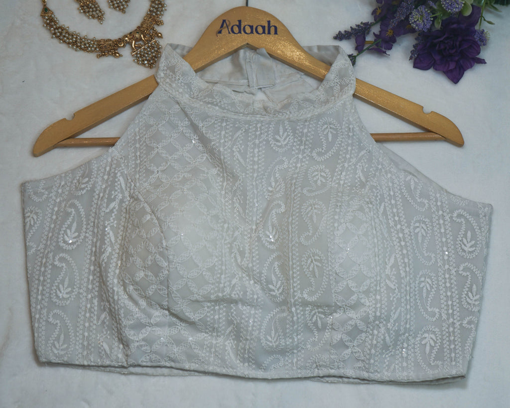 Sequin Embellished Halter Neck Blouse