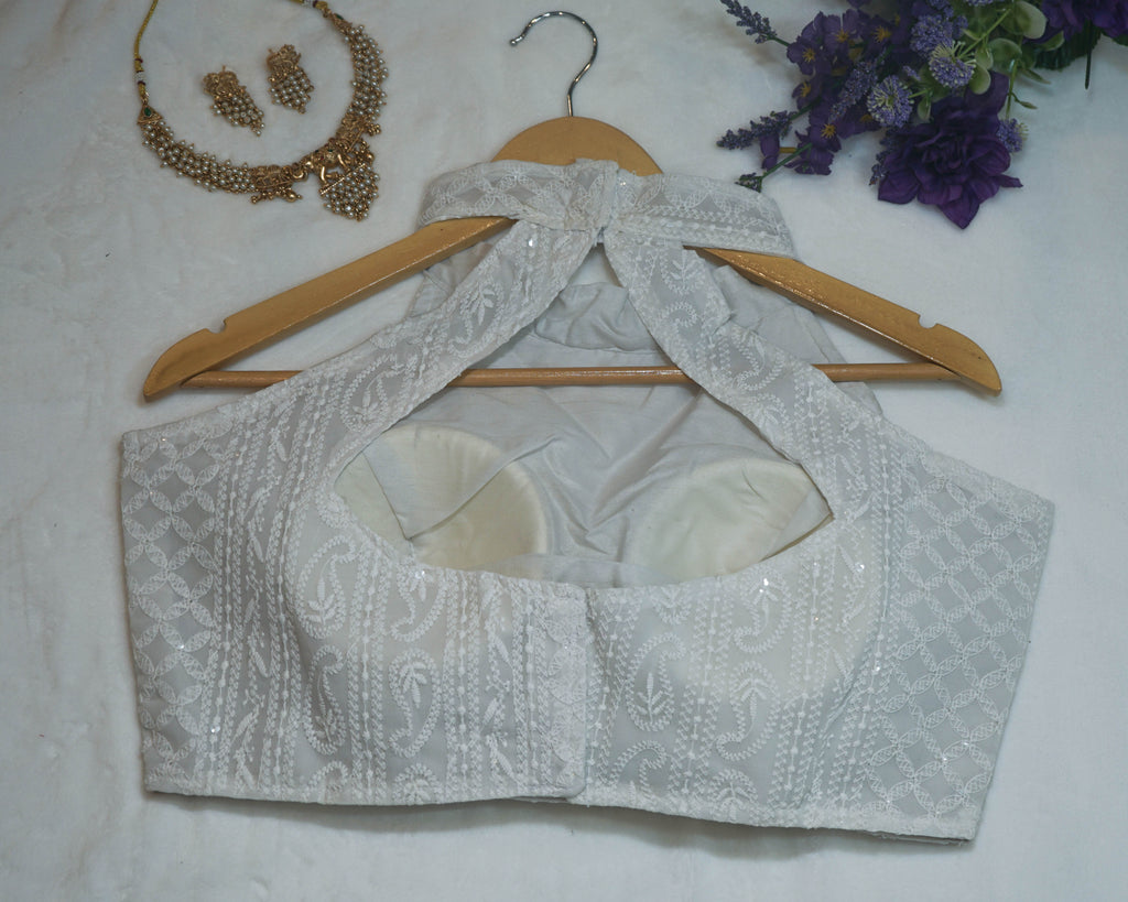 Sequin Embellished Halter Neck Blouse