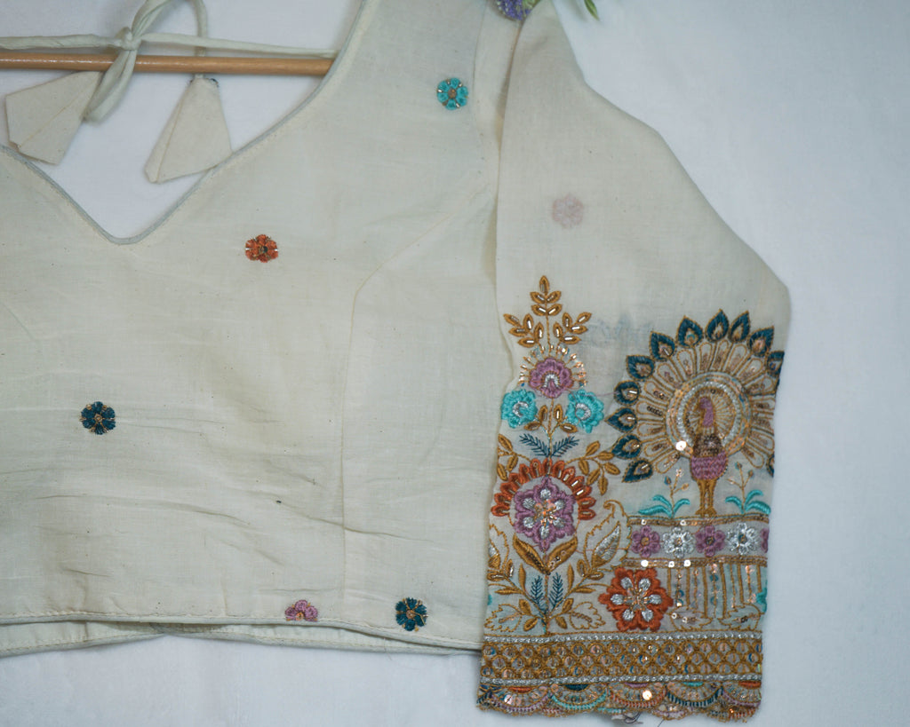 Khaadi Cotton Blouse With Handwork & Multi-Threadwork