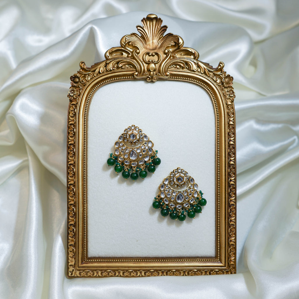 Kundan Beads Tikka & Earrings Set